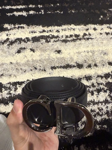 Ceinture noire Dior homme chromée