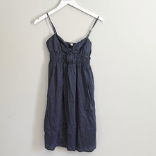 J CREW Women’s Blue Triangle Print Smocked Twist Front Dress Cotton Lined Sz XS