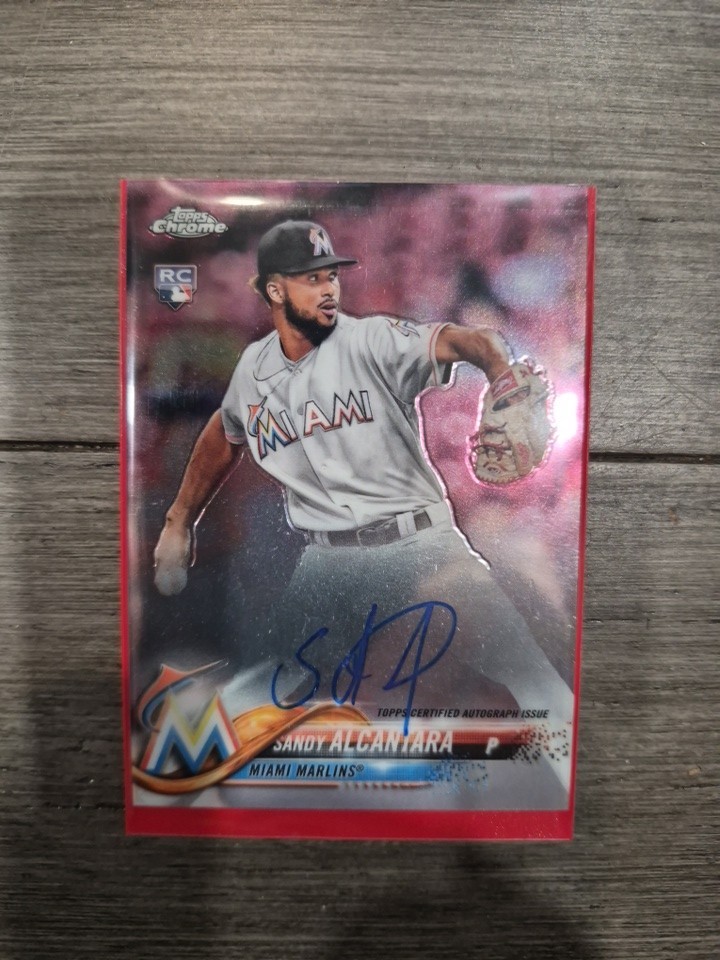 2018 Topps Chrome - Rookie Autographs Sandy Alcantara #RA-SA (AU, RC)