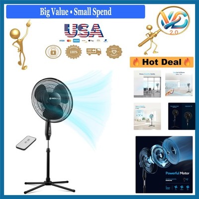 Oscillating Pedestal Fan 16 Inch Quiet Stand with Remote 3 Speeds Adjustable