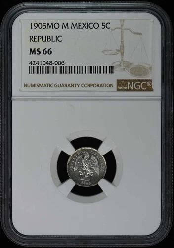 1905MO M MEXICO REPUBLIC 5C NGC MS66
