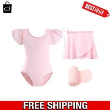 Machine Washable Girls Ballet Leotard with Skirt and Tights - Ballet Pink 2-3T