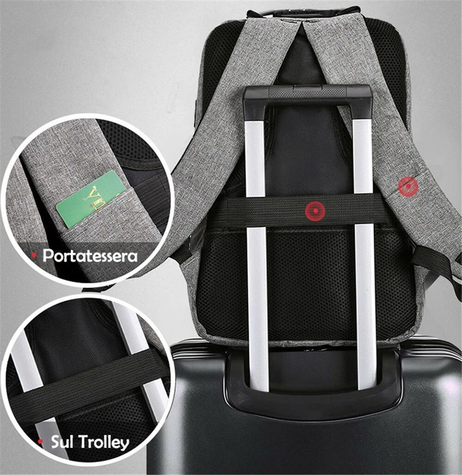 Sac à dos antivol pour PC sac pour ordinateur portable avec port de charge... - Photo 2/4