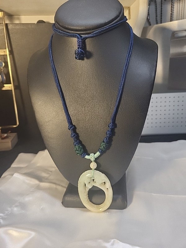 Hand Carved Real Jade Tiger Pendant For Strength, Adjustable Rope Necklace [G33]