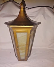 Vtg 1930's Arts & Crafts/Mission Slag Glass Newel Post Lamp*4Restore*No Electric