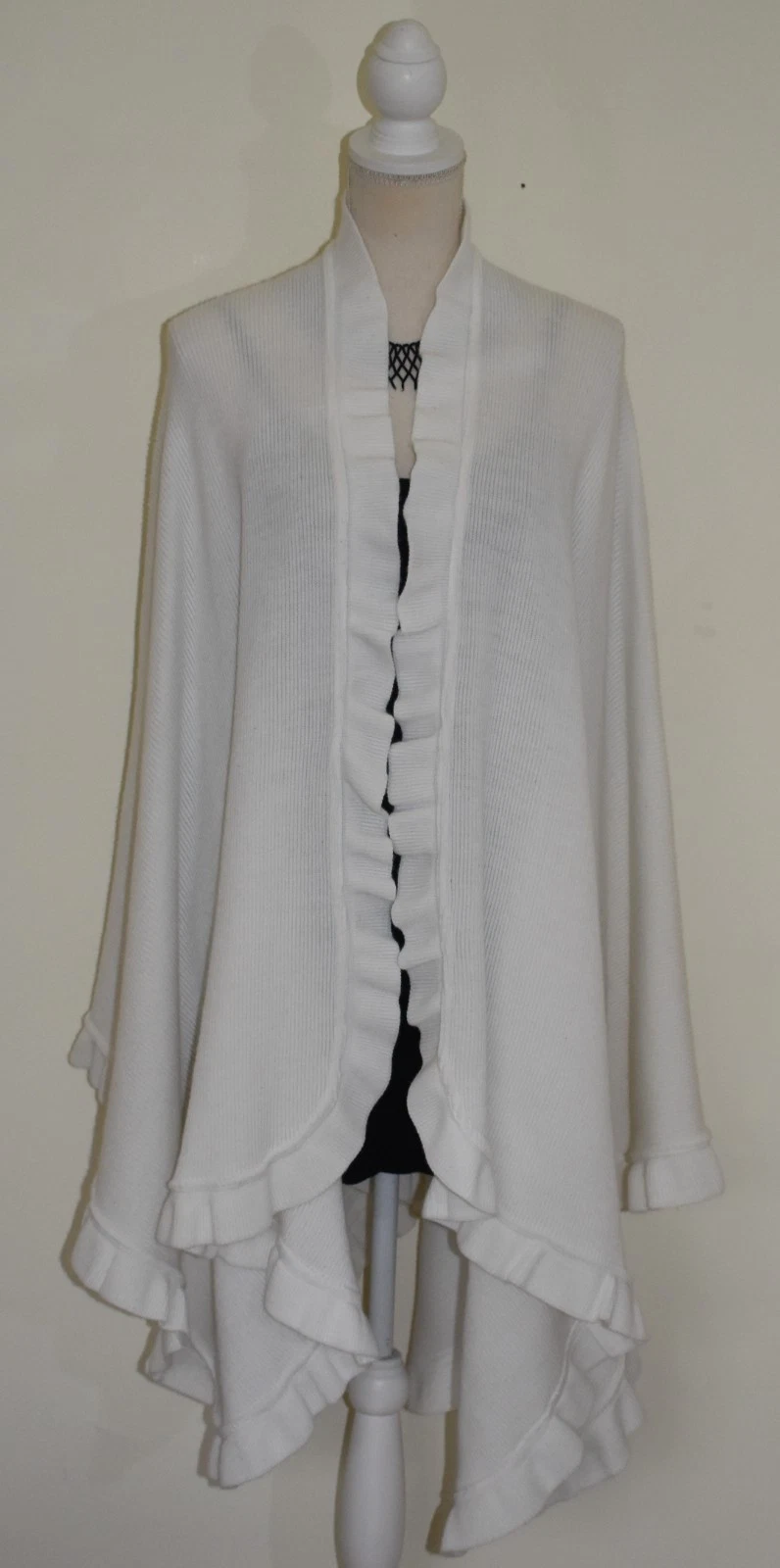 Cape Poncho Coat Jacket Cardigan White One size