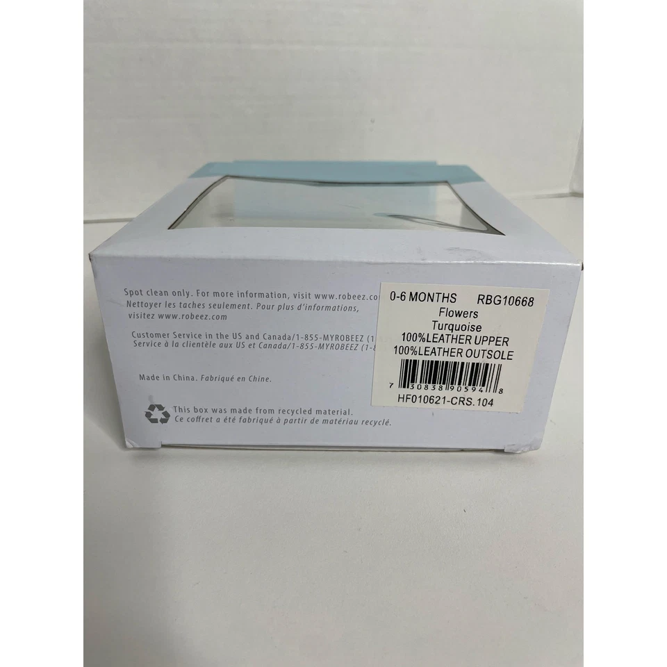 NUEVO Mocasines de Cuero Robeez 0-6 Mo Flores Florales Turquesa  Foto 3 de 4