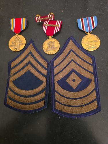 US ARMY WW2 MEDALS + STRIPES -NAMED GOOD CONDUCT MEDALS -SEE STORE WW2 MEDALS