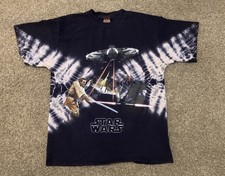 Vintage 1999 Star Wars Episode 1 Tie Dye Shirt Size Adult L Obi-Wan Darth Maul
