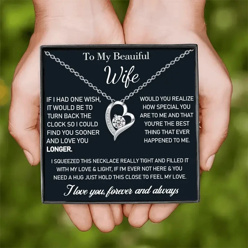 Collar Corazón Plata A Mi Hermosa Esposa Regalo De Marido "Siempre Te Amo" Foto 2 de 4