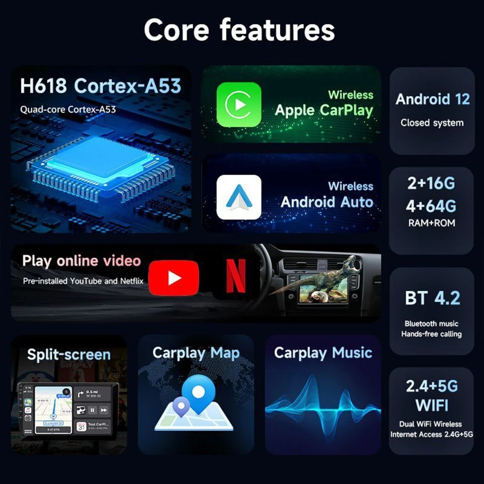 carplay AI box 3in1 adapter Android auto Android12 iPhone autoradio 5GWiFi 4+64G - Bild 3 von 4