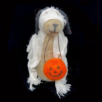 Wool Felt Spooky Ghost Trick-or-Treat Puppy Dog