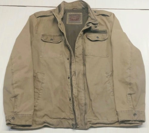 Levis Military Trucker Style Canvas Green Jacket Size XL Zipper& Button  image 4