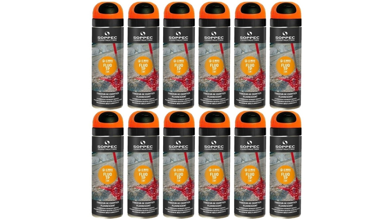 Farba geodezyjna do znakowania spray pomarańczowa 12 sztuk SOPPEC Fluo T.P.