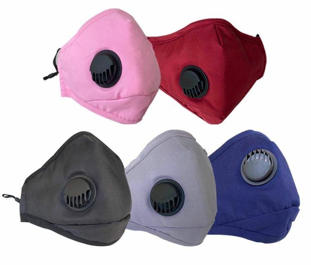 Cotton Washable Reusable Breathable Cloth Face Mask with Valve Blue