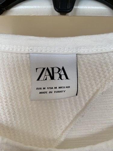 Zara White T Shirt Regular Fit Unisex Adults Size Medium Good Condition - Picture 4 of 8