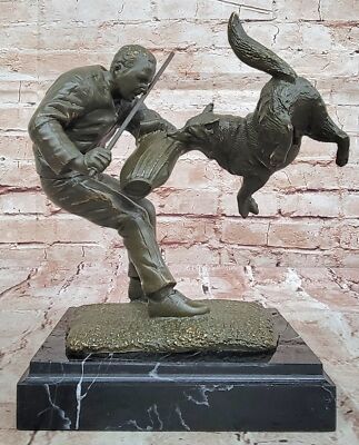 Milo Bronze Animal Trainer Statue Dog Lover Collectible Figurine Hand Made Gift