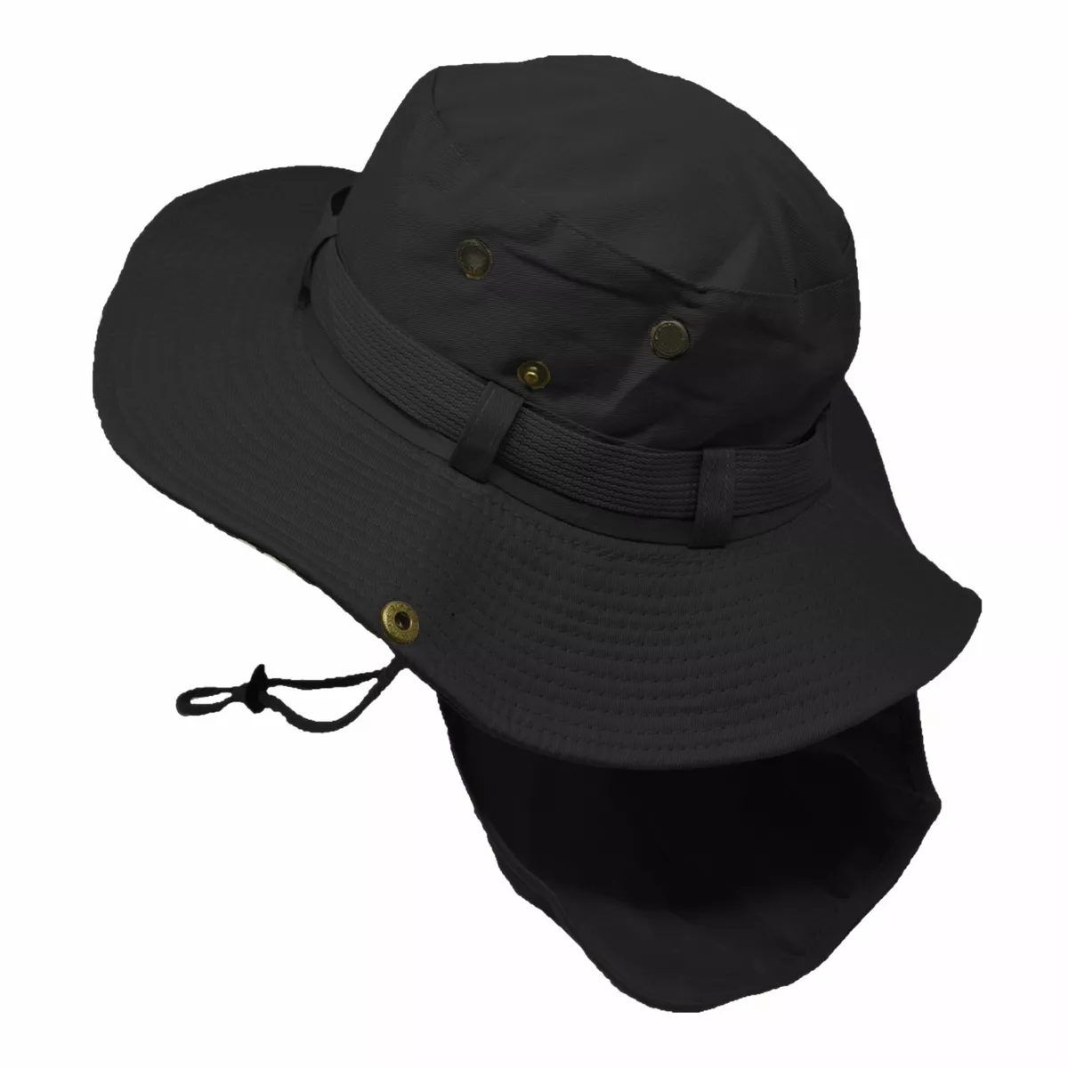 Unisex Bucket Boonie Hat Neck Cover Flap Sun Wide Brim Fishing Solid  Outdoor Cap