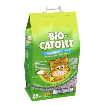 Bio Catolet Streu 25L (100% Recyclingpapier) saugfähiges staubfreies Katzenfutter