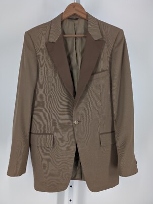“JIL SANDER” by raf simons zipup jacket After Six Brown Gold Satin Lapel Vintage New Wave Mod 80s