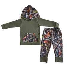 Toddler Boys Olive Green Camouflage Hoddie Set