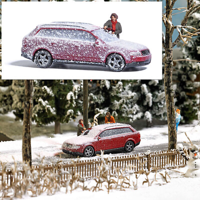 Snow car model + figure Action Set HO/OO Gauge Busch 7859