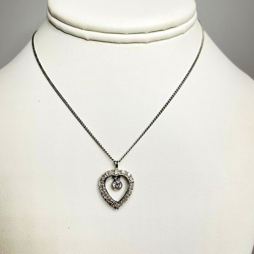 Vintage 14k White Gold Floating Diamond 