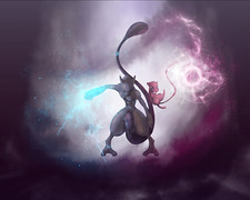 Pokemon mewtwo and mew Pad Gaming Mat Desk