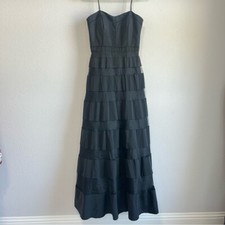 Aidan Mattox Women's Organza Black Sheer Illusion Lined Gown Dress Size 8