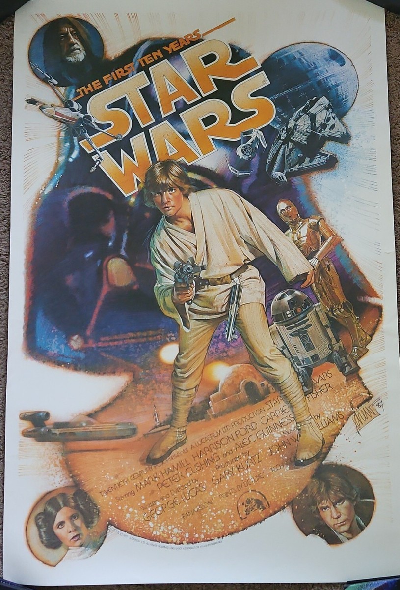 STAR WARS FIRST 10 YEARS REPRINT POSTER BY ARTIST DREW STRUZAN