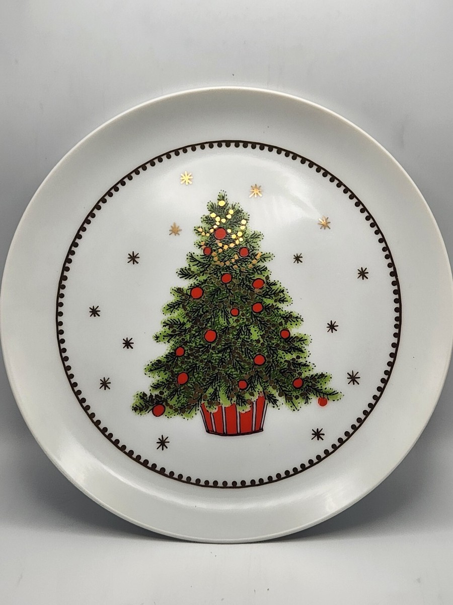 Set Of 2 Vintage George Good Japan Holiday Christmas Tree Dessert