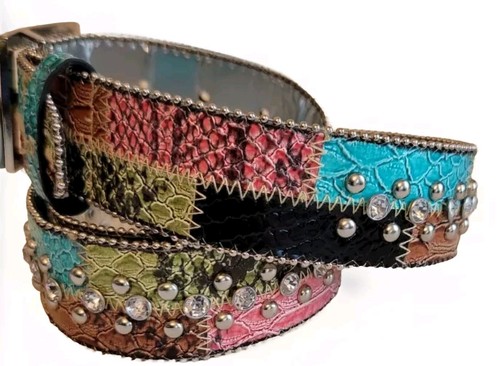Guess Womens XL Studded Rhinestone Multi Color Belt Style 958006 - Picture 5 of 13