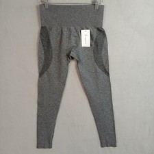 Happonly Women's High Waist Athletic Yoga Pants Size M Gray Black NWT
