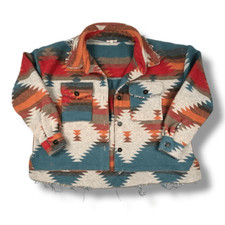La Miel Western Aztec Oversized Distressed Jacket Size Medium