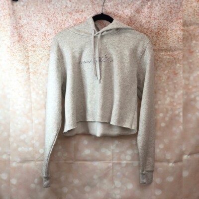 NEW Meta Threads Cropped Script Hoodie, Heather Gray