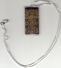 NICHIREN Talisman Gohonzon with GOLD Colored CHARACTERS on Silver Chain