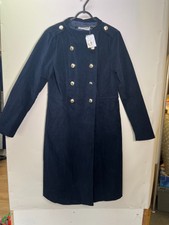 Nwt Ladies Just Fabulous Navy Blue Long Cotton Peacoat Size M