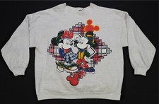 Rare Vintage JERRY LEIGH Mickey Minnie Mouse Plaid Logo Sweatshirt 90s Gray 2XL