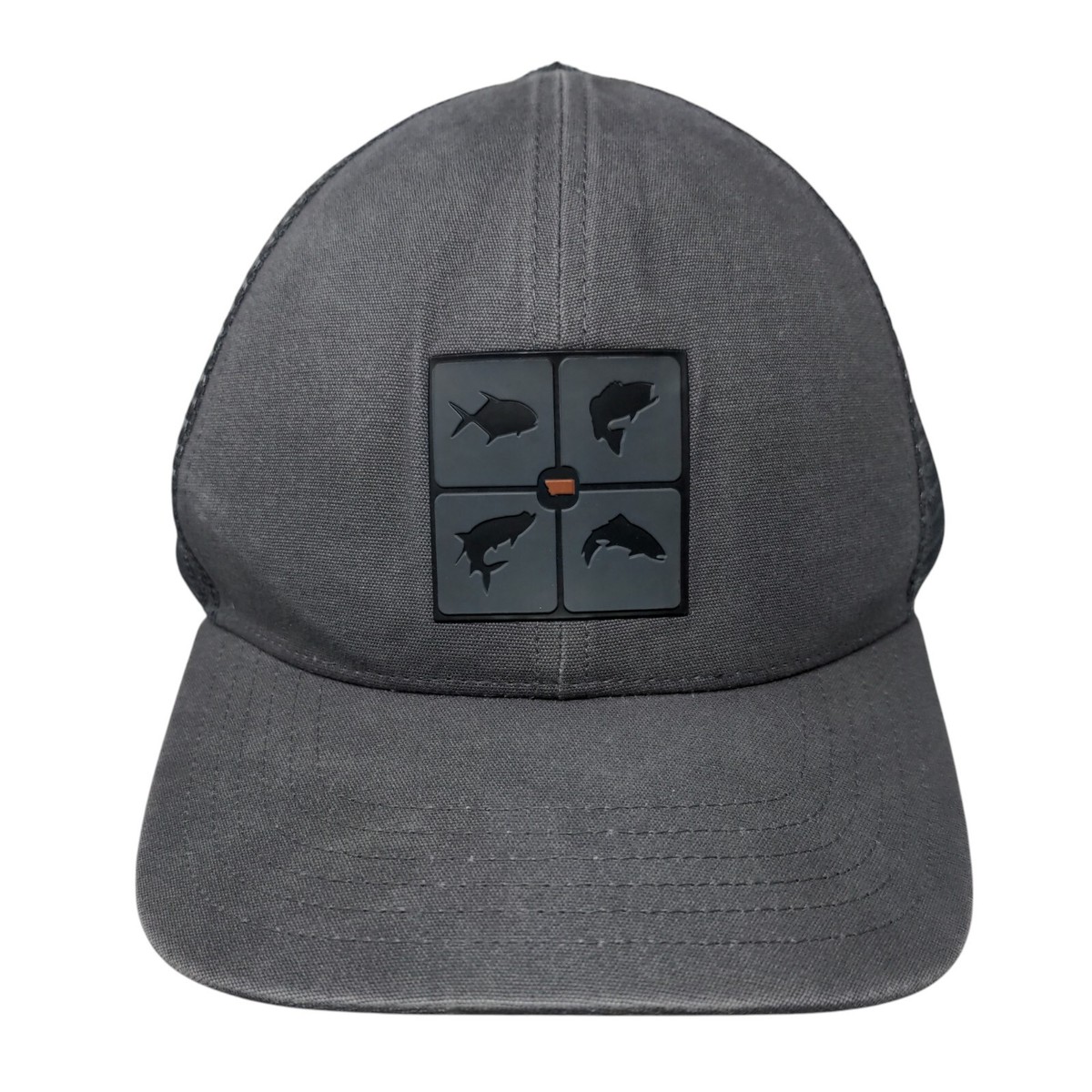 Simms Fishing Snapback Trucker Hat Gray One Size Mesh Back Outdoor