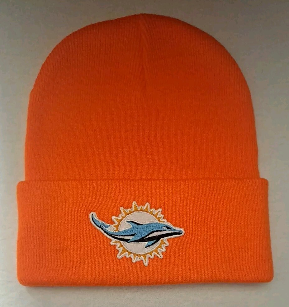 Miami Dolphins Orange Winter Beanie Hat
