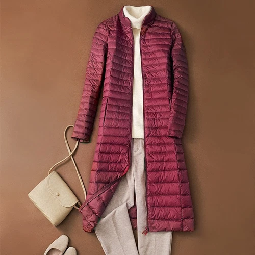 Packbare ultraleichte Damen-Daunenjacke Parka Winter gefütterte lange Mäntel USA - Bild 9 von 14
