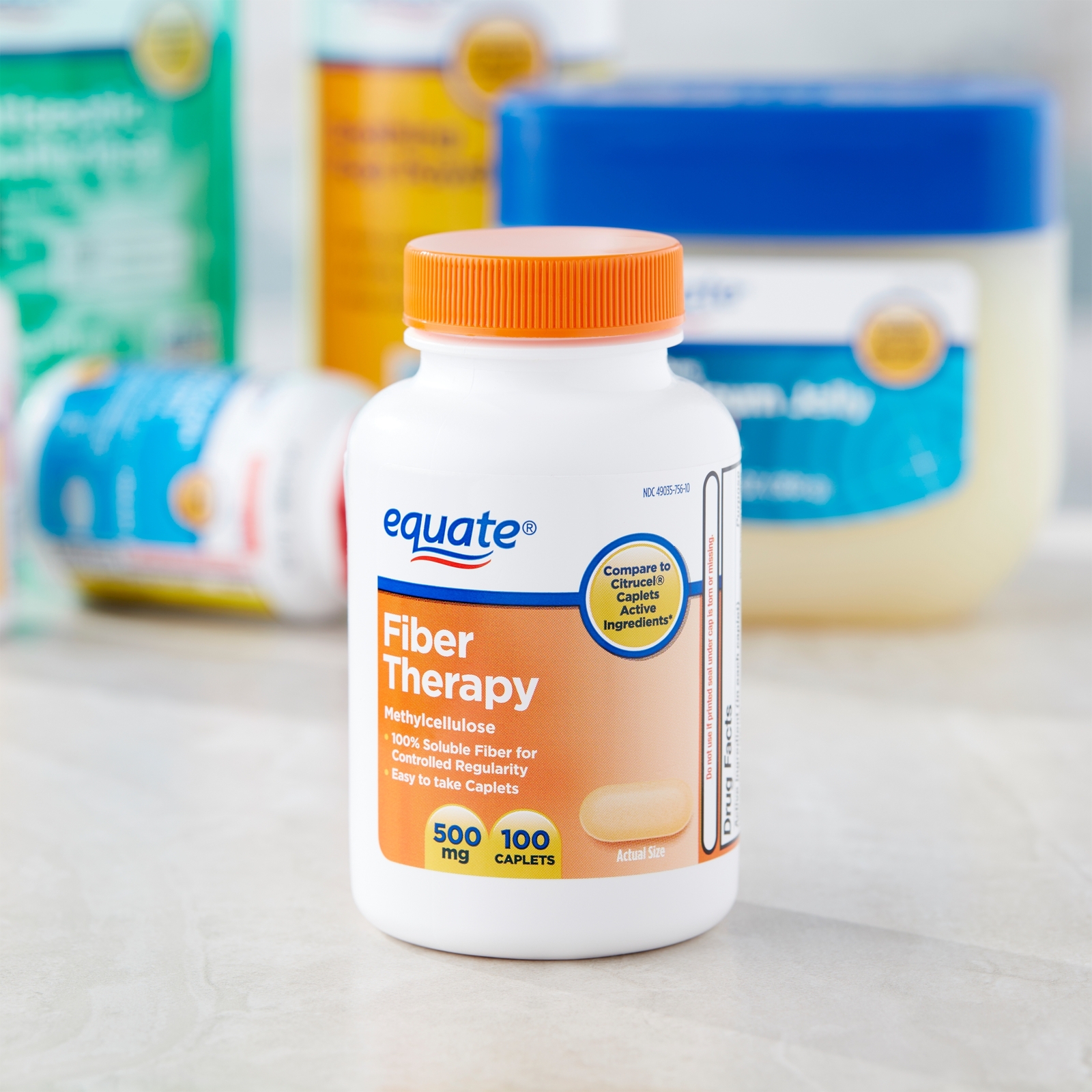 Equate Glutenfree Fiber Therapy Methylcellulose Caplets, 500 mg, 100