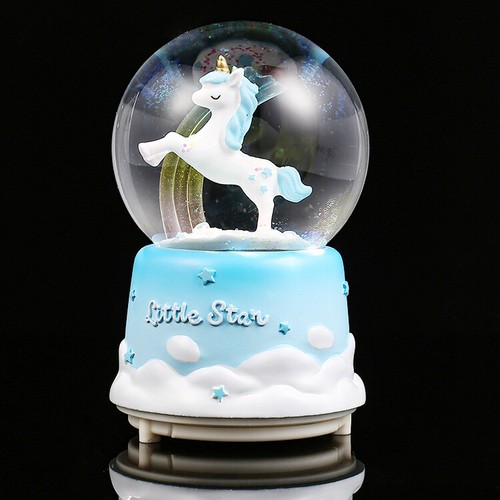 Snowy Unicorn Snow Globe Ball Gift LED Music Auto Snow Desk Bedside Decoration - Picture 17 of 29