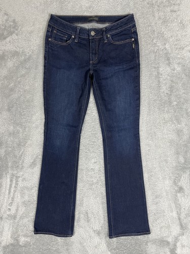 Silver Jeans Elyse Slim Boot Jeans Womens 29 Mid Rise Stretch Denim Dark Wash