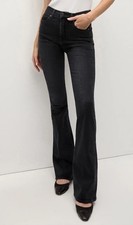 Veronica Beard Beverly Skinny-Flare Jeans Washed Onyx Gray Black Women's Sz 26