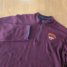Virginia Tech Hokies Men's Champion 1/4 Zip Knit Fleece Lined Pullover Maroon XL