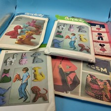 Vintage Sewing Pattern Lot Crafts Bags Stuffe...