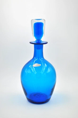Vintage Blenko Glass Decanter - Design #7320 - Turquoise