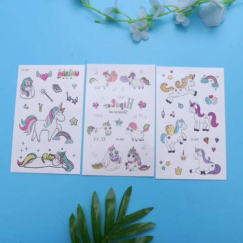 16 Piezas Medio Ambiente Niños Dibujos Animados Unicornio Pegatinas Temporales Party Supplies para - Imagen 4 de 11