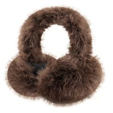 Women Winter Earmuffs Foldable Fluffy Ear Muffs Furry Faux Fur A-coffee Brown